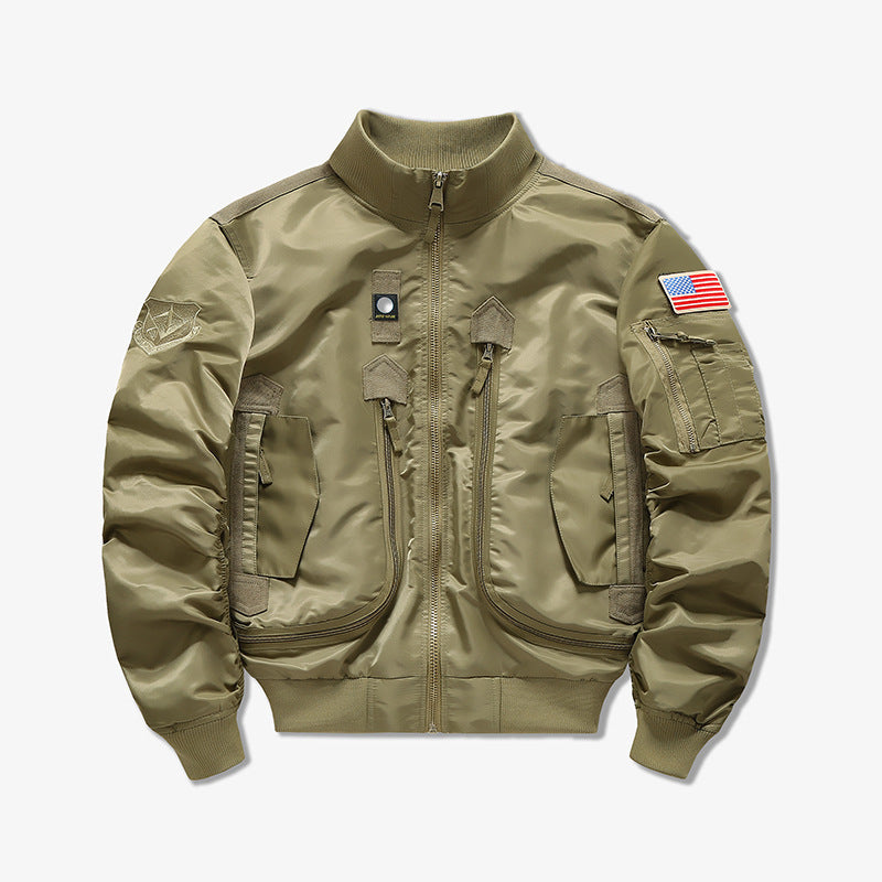 Men's Fashionable Bomber Jacket with Multiple Pockets Mune Fashion
