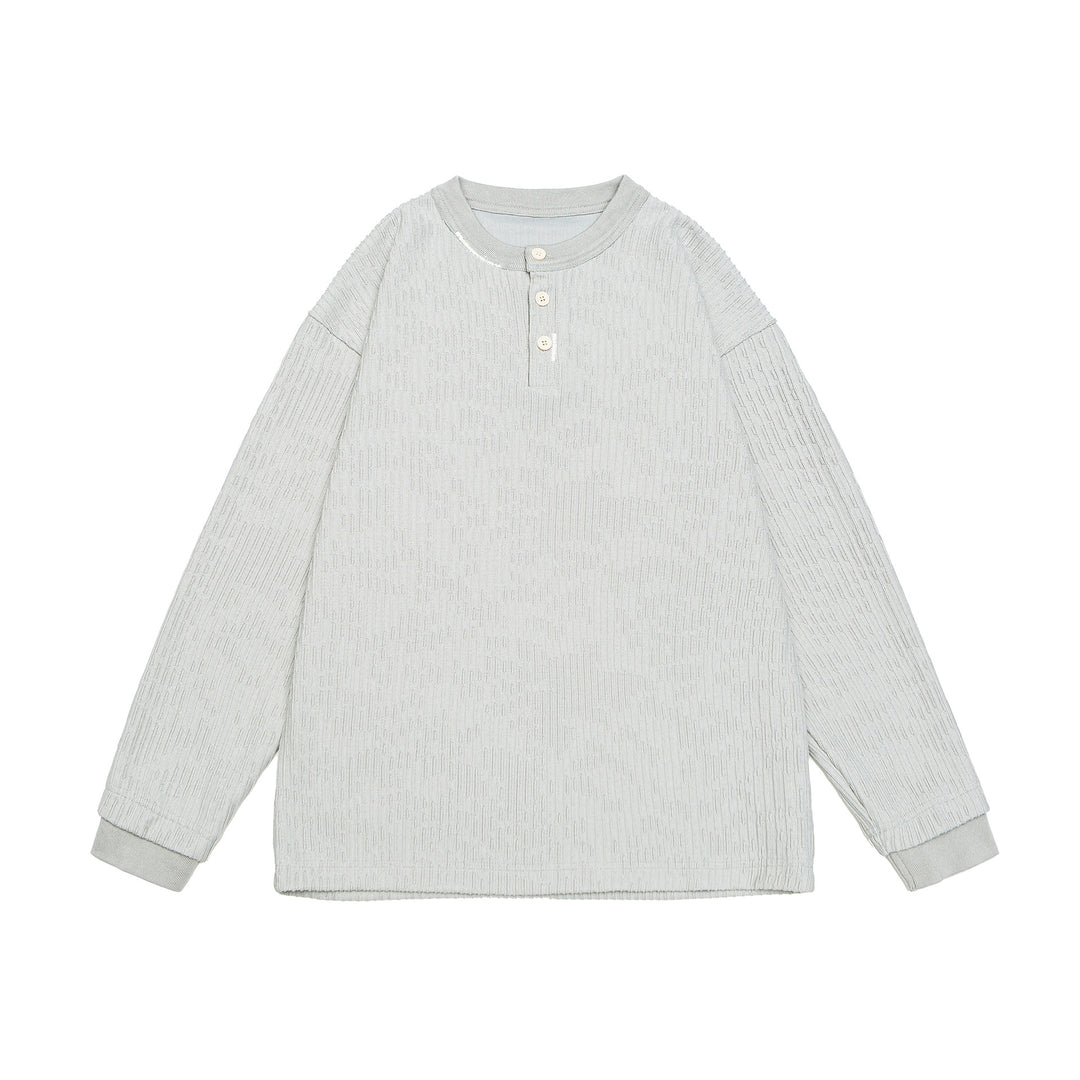 Unisex Ribbed Henley Sweater with Button Placket Oversized Cut Mune Fashion