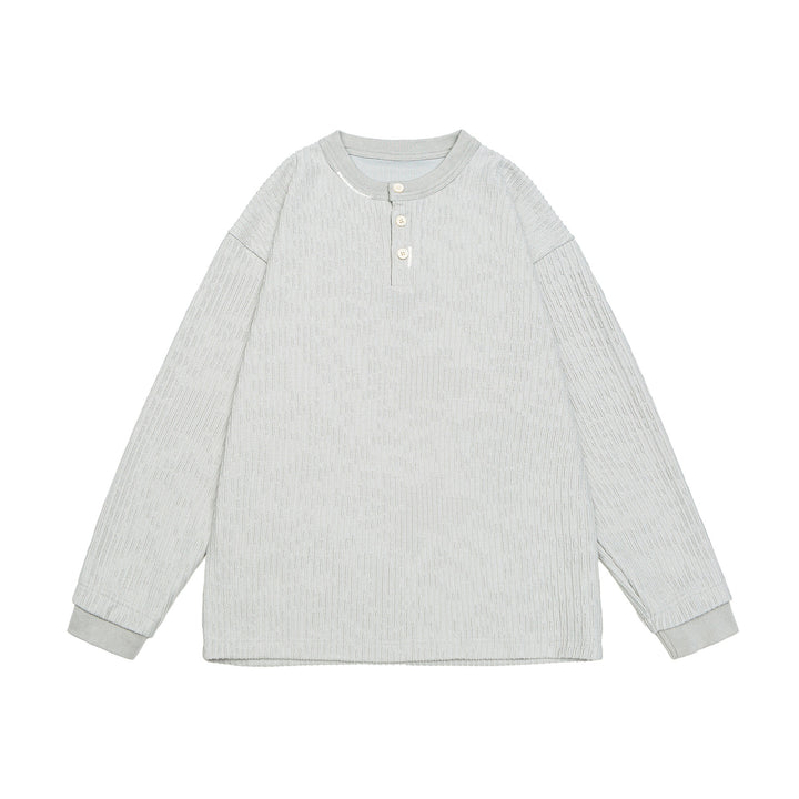 Unisex Ribbed Henley Sweater with Button Placket Oversized Cut Mune Fashion