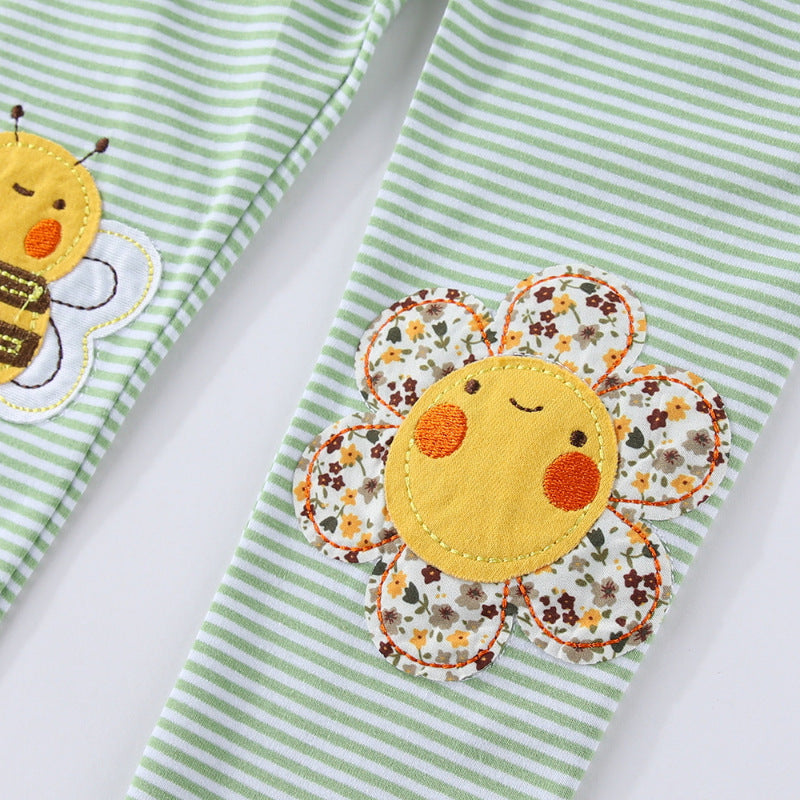 Girl leggings with cheerful bee and flower motif Mune Fashion