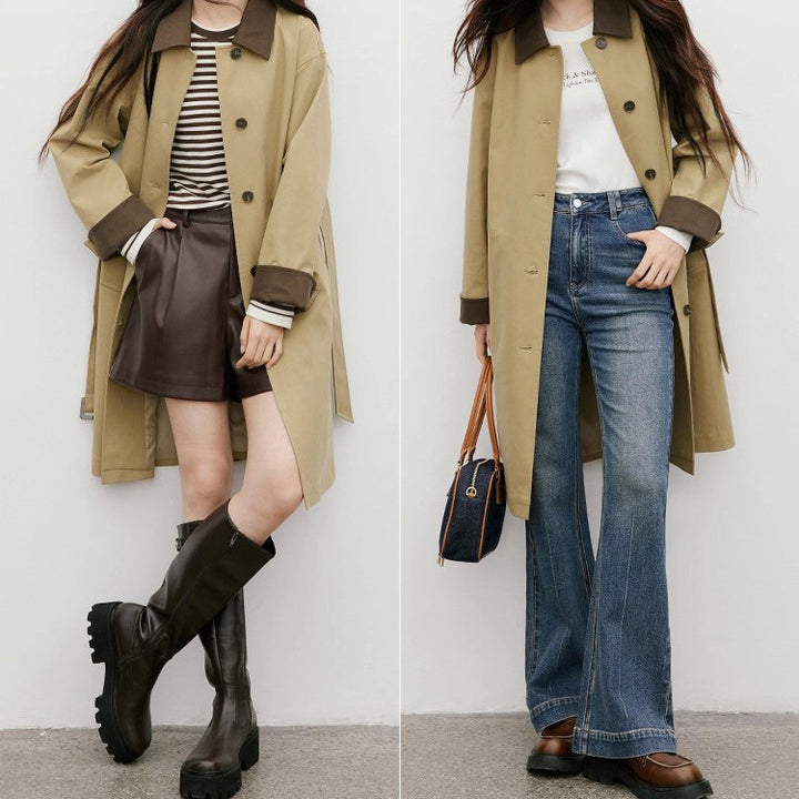 Women's Stylish Trench Coat with Contrasting Details Mune Fashion