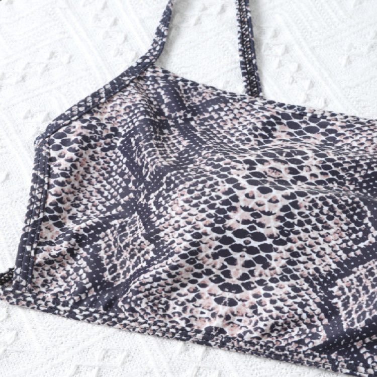 Women's Cropped Bikini Top with Snake Skin Design Mune Fashion