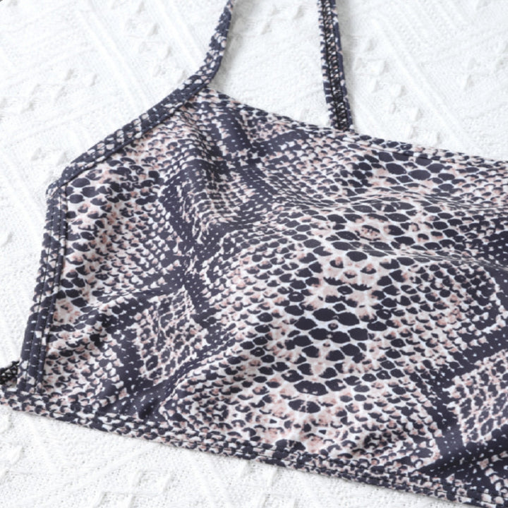 Women's Cropped Bikini Top with Snake Skin Design Mune Fashion