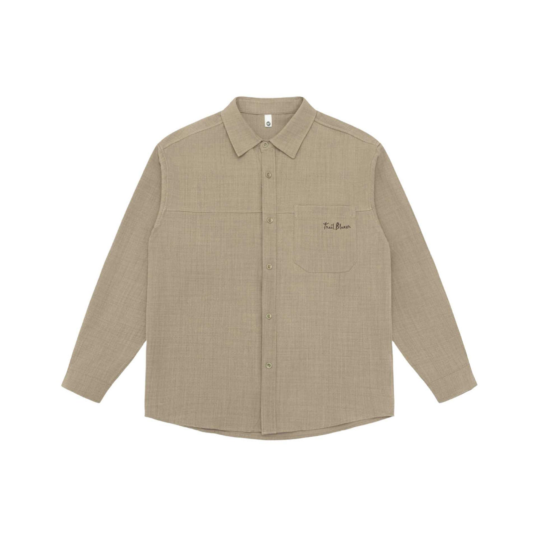 Unisex Lightweight Shirt Jacket in Overshirt Style made of Linen-Cotton Blend with Chest Pocket and Rounded Hem Mune Fashion