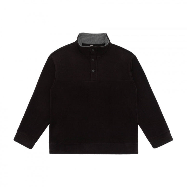 Unisex Henley fleece pullover with short button closure, stand-up collar and boxy cut Mune Fashion