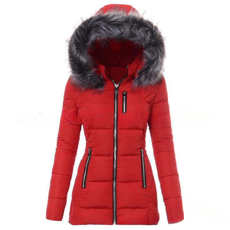 Women’S Winter Jacket with Removable Faux Fur Collar Mune