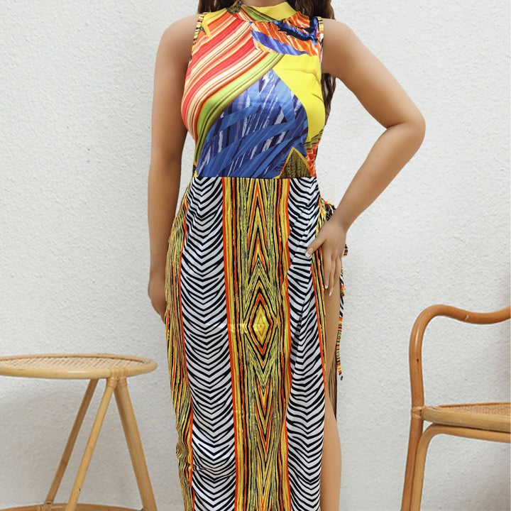 Women's Maxi Dress with Cheerful Pattern Mune Fashion