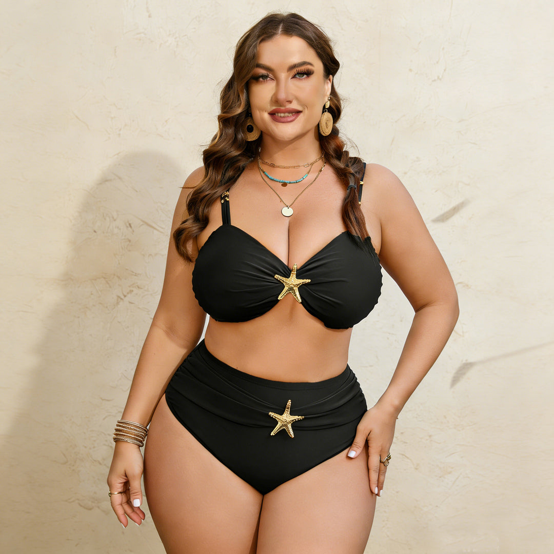 Women's High-Waist Bikini Set with Elegant Star Application Mune Fashion
