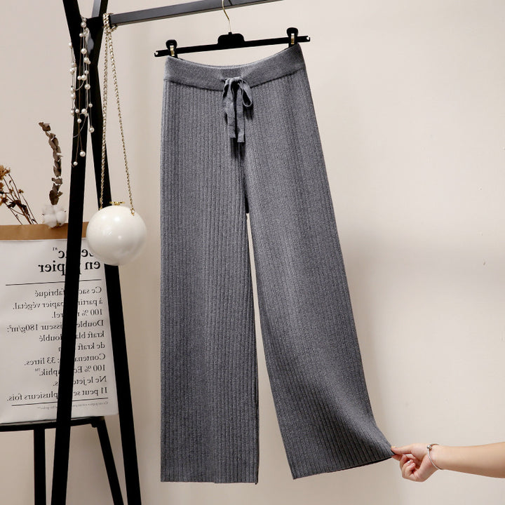 Ladies Wide Ribbed Knit Pants Mune Fashion