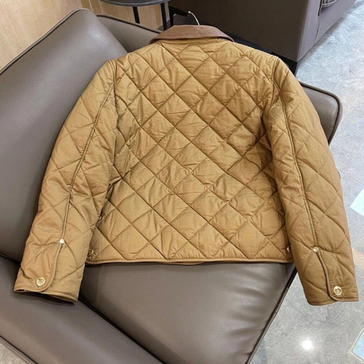 Women's quilted transitional jacket with leather collar Mune Fashion