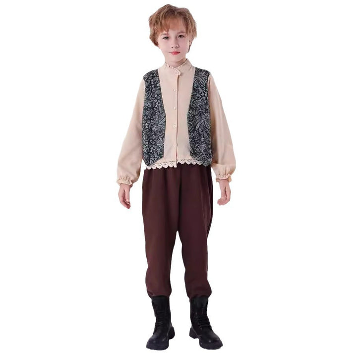 Unisex children's vest in vintage brocade style with floral jacquard pattern Mune Fashion