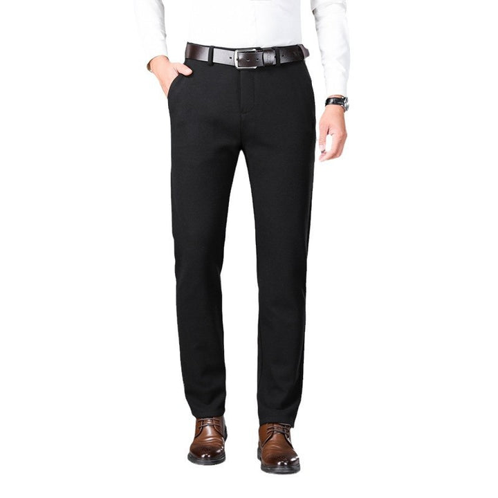 Men's Elegant Stretch Wool Look Trousers with Straight Cut and Elastic Waistband Mune Fashion