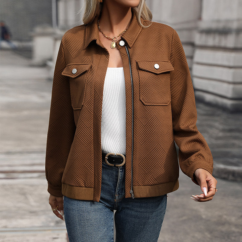 Women’s fashionable overshirt jacket with textured pattern Mune Fashion