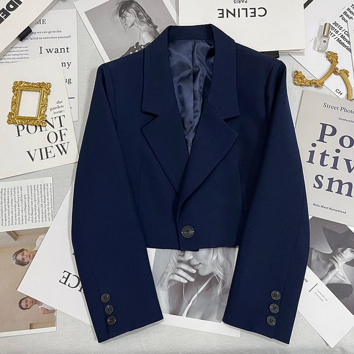 Women Cropped Blazer with Shawl Collar Mune Fashion