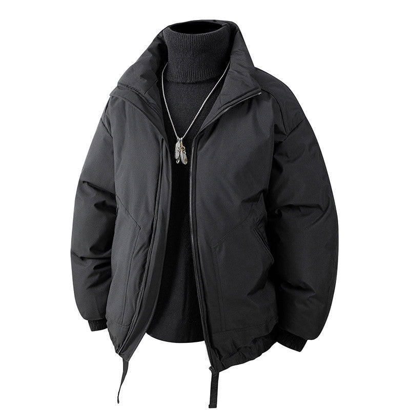 Men's Oversized Thermal Quilted Jacket with High Collar, Zipper and Drawstring Mune Fashion