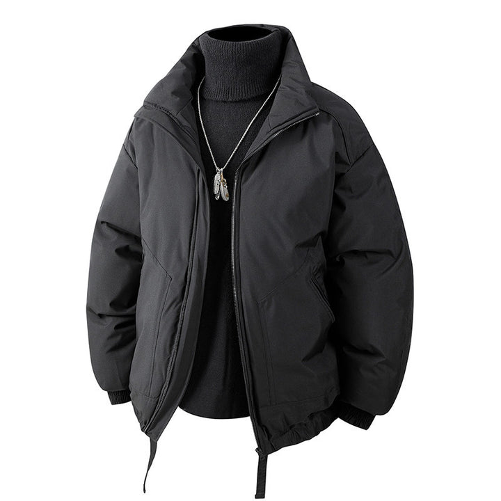 Men's Oversized Thermal Quilted Jacket with High Collar, Zipper and Drawstring Mune Fashion