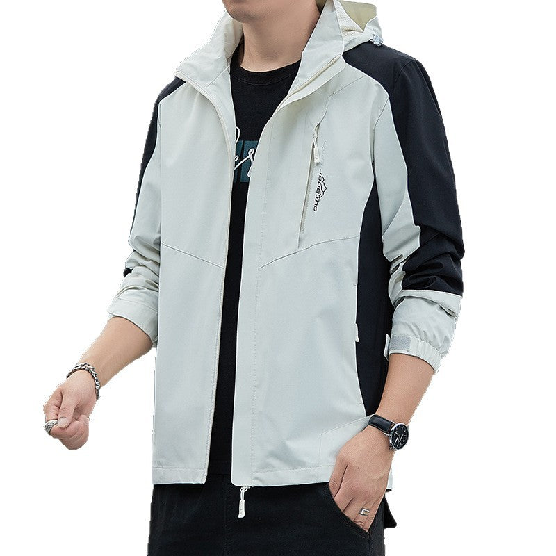 Men's lightweight wind and water-resistant hooded jacket in sporty utility style Mune Fashion