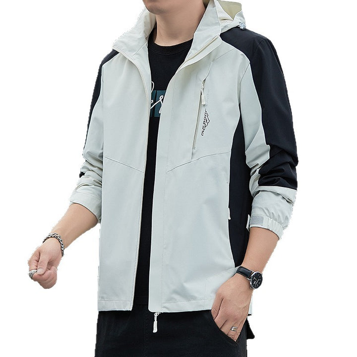 Men's lightweight wind and water-resistant hooded jacket in sporty utility style Mune Fashion