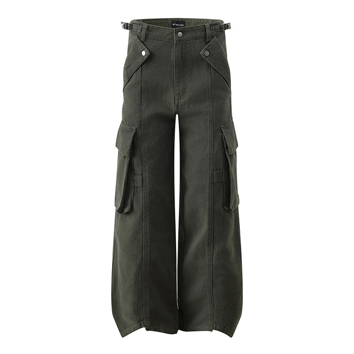 Women's high-waisted wide Cargo culotte pants with multi pockets and adjustable waistband Mune Fashion