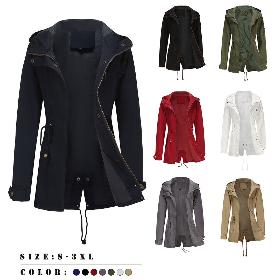 Women's slightly tailored light parka with hood drawstring and two-way zipper Mune Fashion