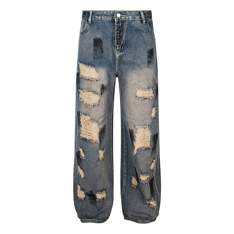 Women's Loose Destroyed Jeans with High Waist, Used Wash and Balloon Hem Mune Fashion