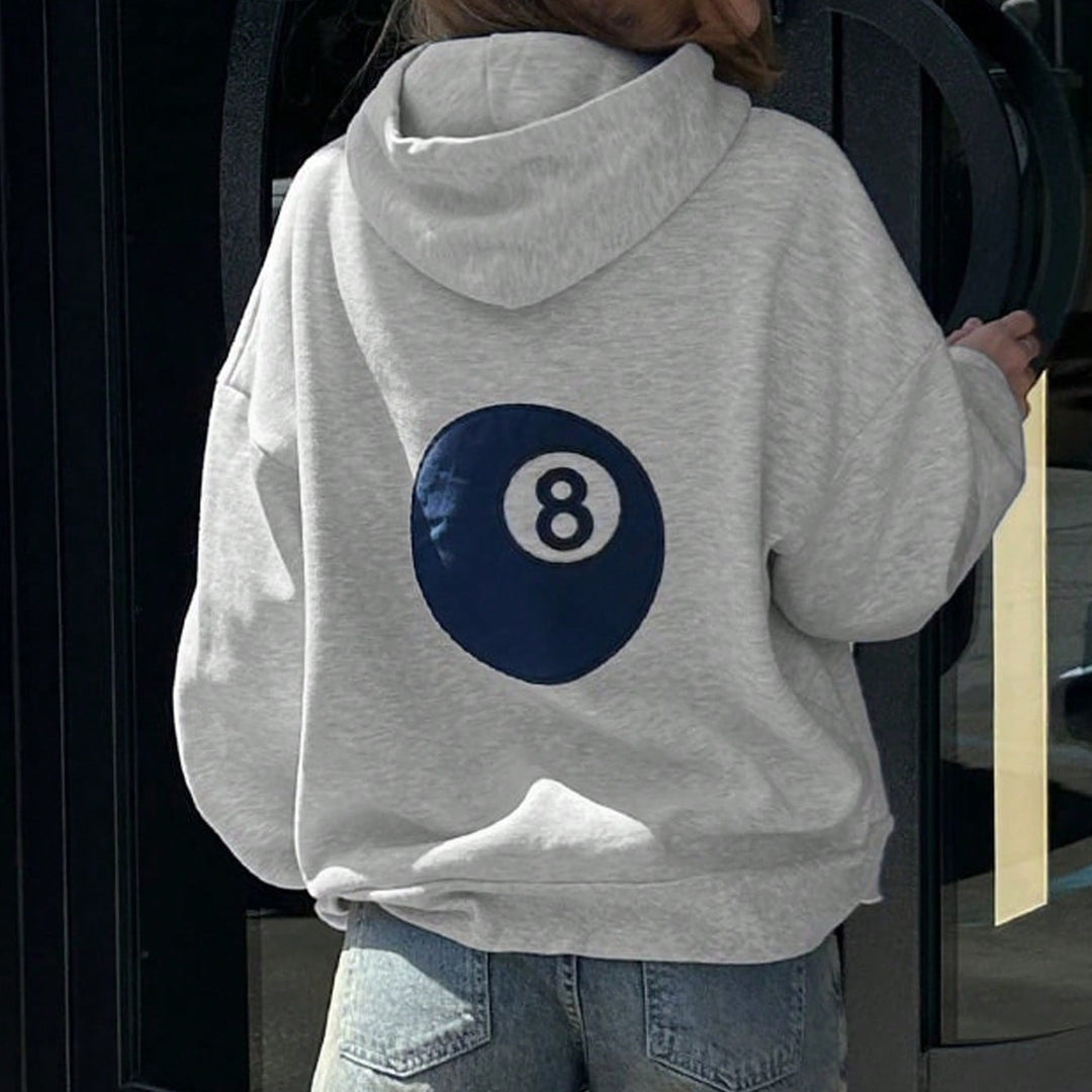 Women’s Oversized Hoodie with Eight-Ball Appliqué Mune Fashion