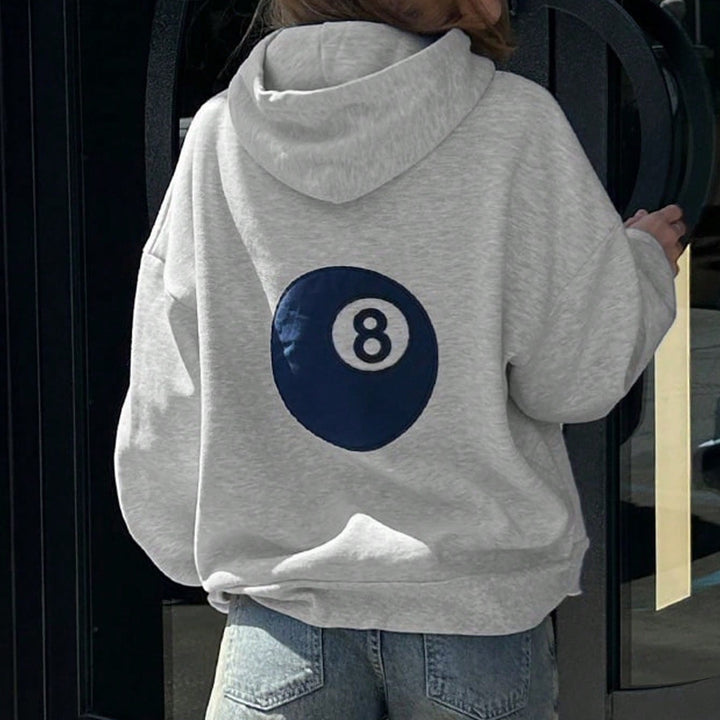 Women’s Oversized Hoodie with Eight-Ball Appliqué Mune Fashion