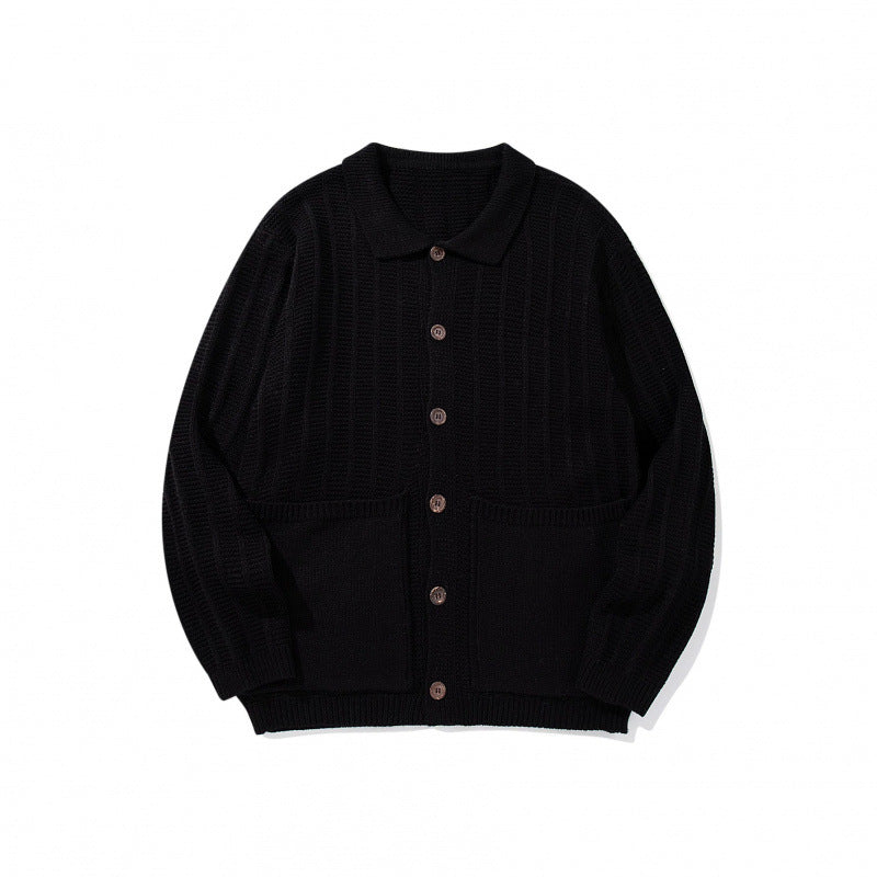 Unisex Chunky Knitted Shirt Jacket with Kent Collar, Button Placket and Patch Pockets Mune Fashion