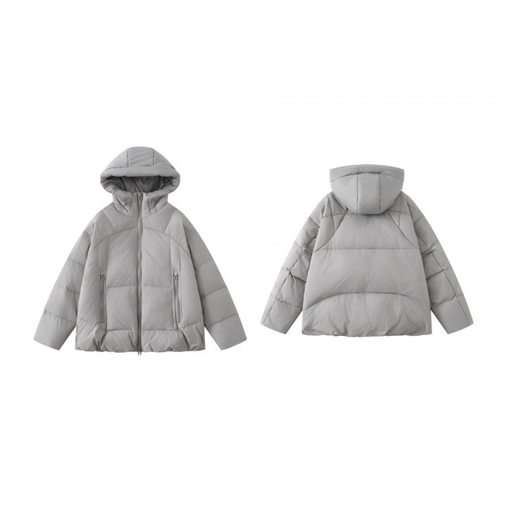 Unisex Short-cut thermal insulating puffer jacket with adjustable hood and two-way zipper Mune Fashion