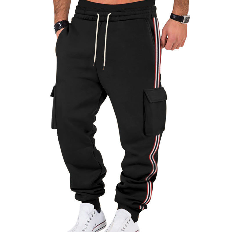 Men's Cargo Jogger Pants with Side Flap Cargo Pockets, Drawstring & Ribbed Cuffs