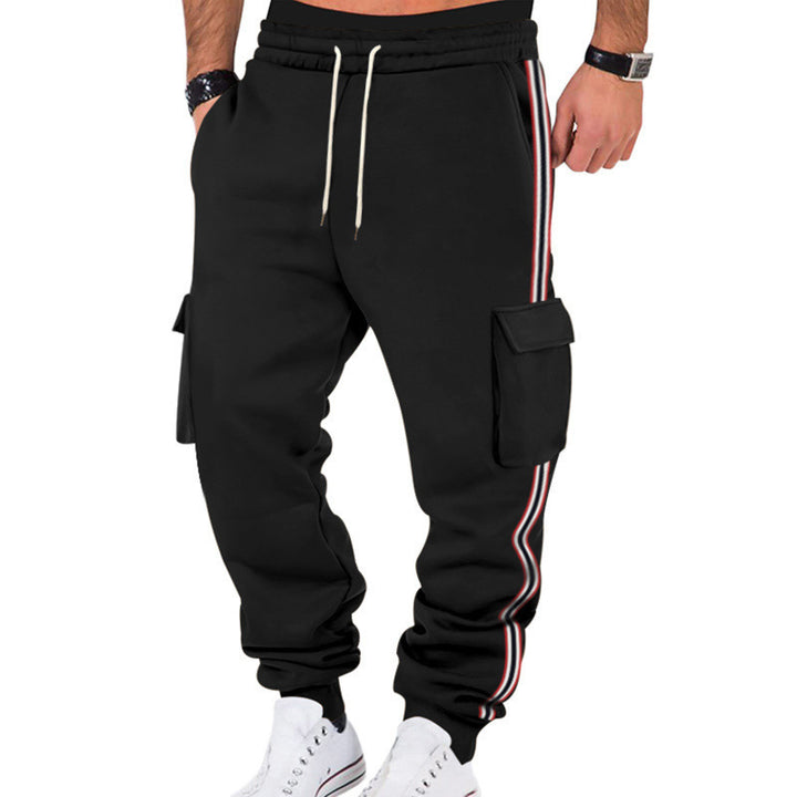Men's Cargo Jogger Pants with Side Flap Cargo Pockets, Drawstring & Ribbed Cuffs