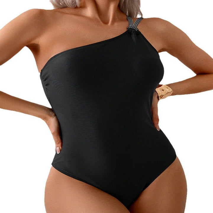Women Elegant One-Piece Swimsuit with Asymmetrical Strap Mune Fashion