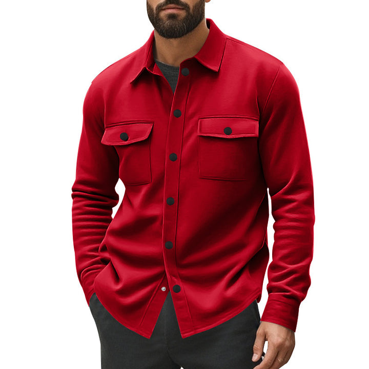 Men's unlined shirt jacket with fleece lining, patch chest pockets and snap button placket Mune Fashion