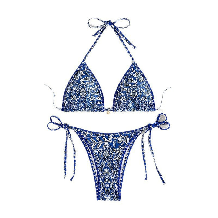 Women Triangle Bikini Set with Playful Tie Design Mune Fashion