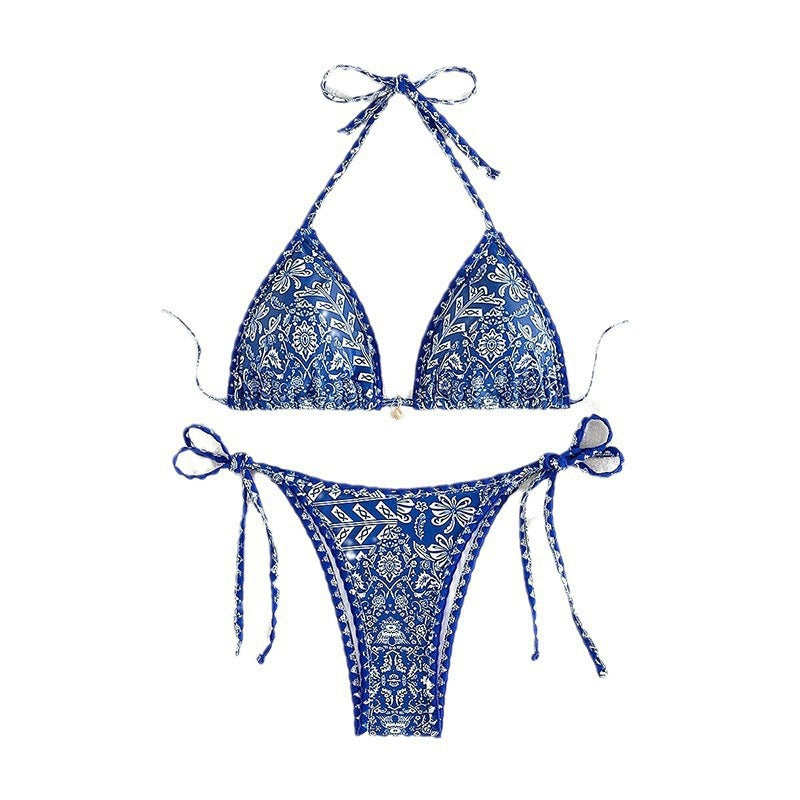Women Triangle Bikini Set with Playful Tie Design Mune Fashion