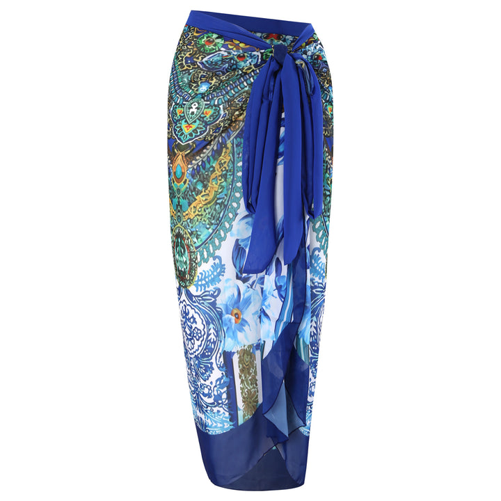 Damen Wickelrock mit elegantem Aquarell-Muster und Bindegürtel Echo Archiv