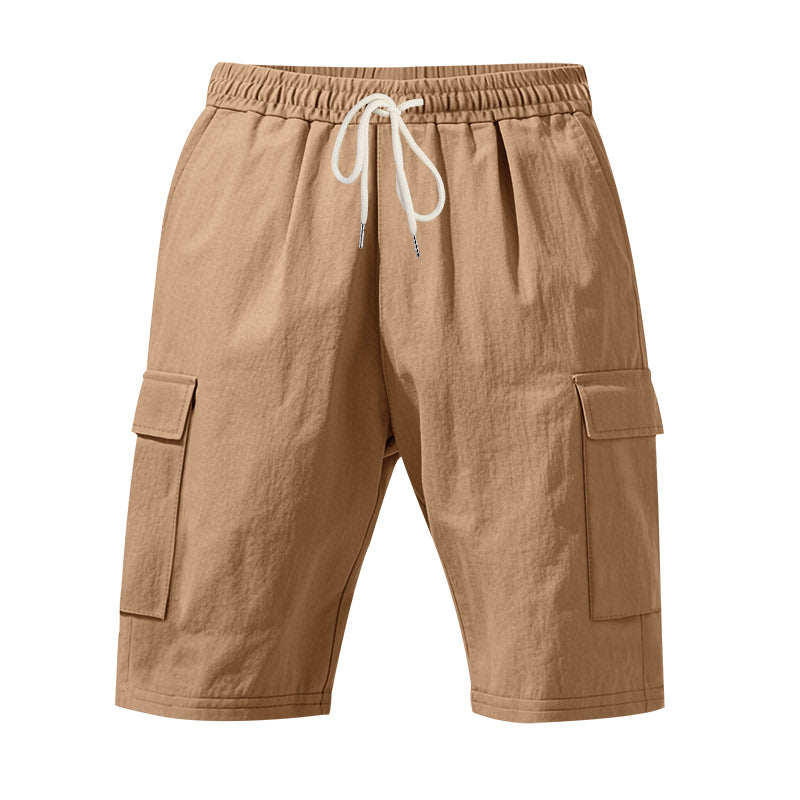 Men's travel and outdoor bermuda shorts with elastic drawstring waistband, security inner pocket and front flap pockets Mune Fashion