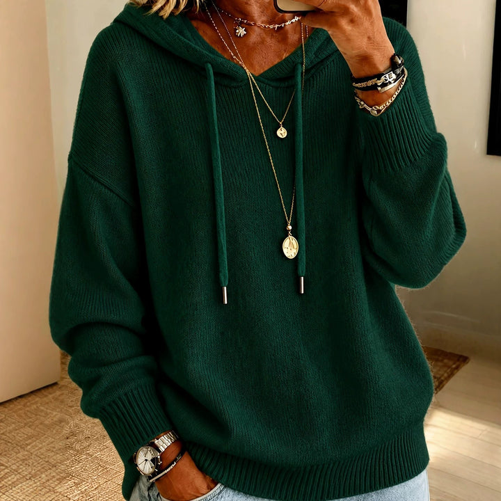 Women's Oversized Hoodie made of fine knit with drawstring and ribbed cuffs Mune Fashion