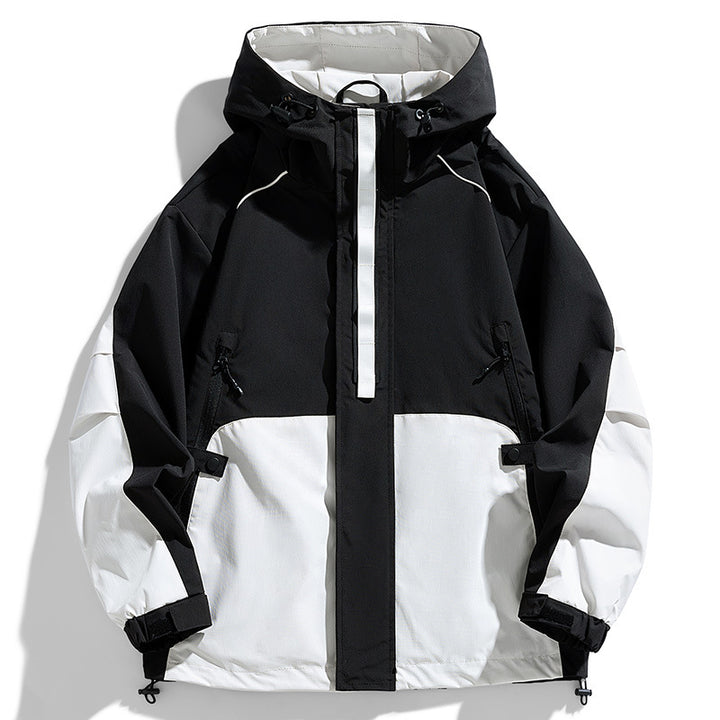 Unisex Lightweight two-tone wind and rain jacket with hood, drawstring and zip pockets Mune Fashion