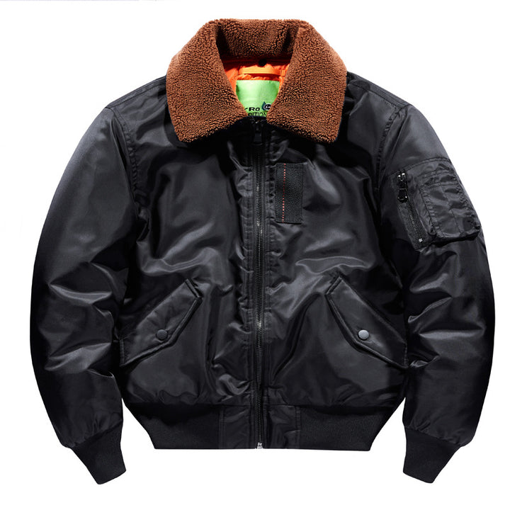 Men's  Sherpa-Collar Insulated Pilot Bomber with Sleeve Utility Pocket Mune Fashion
