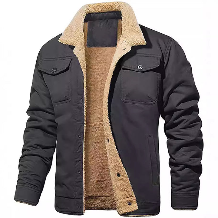Men's padded sherpa canvas jacket with button placket and chest pockets Mune Fashion