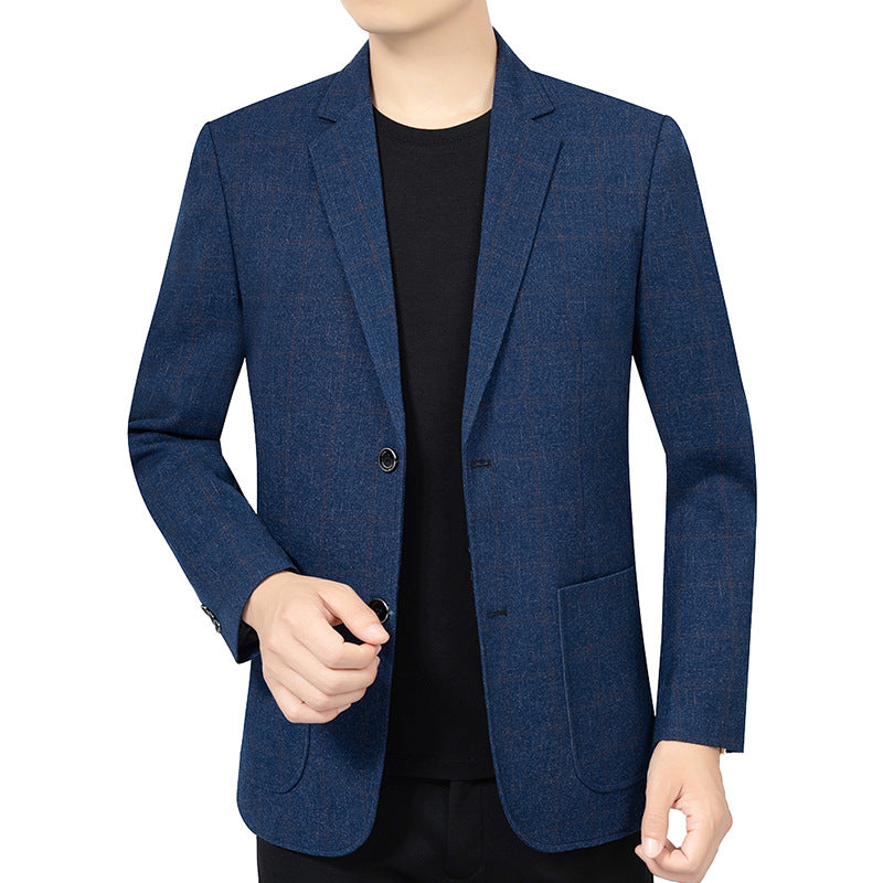 Men's Checked Slim-Fit Blazer Made of Wool Blend Mune Fashion