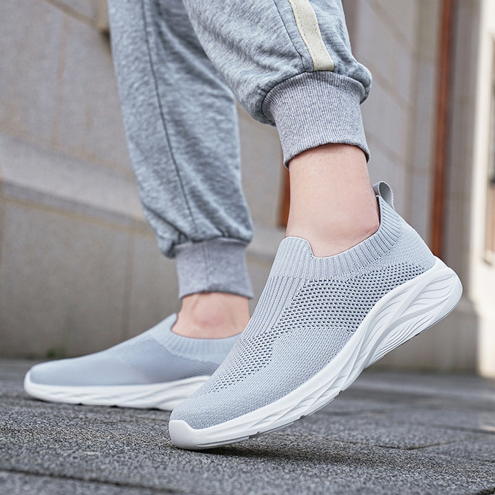 Unisex nan elastic knitted slip-on shoe with ergonomic cushioning sole and heel tab Mune Fashion