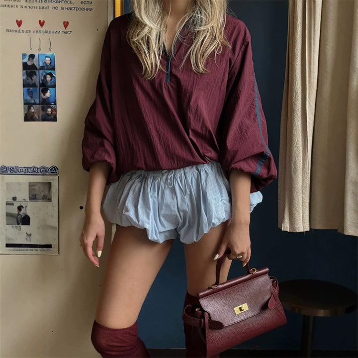 Women Small Textured Leather Handbag with Twist Lock & Top Handle Mune Fashion