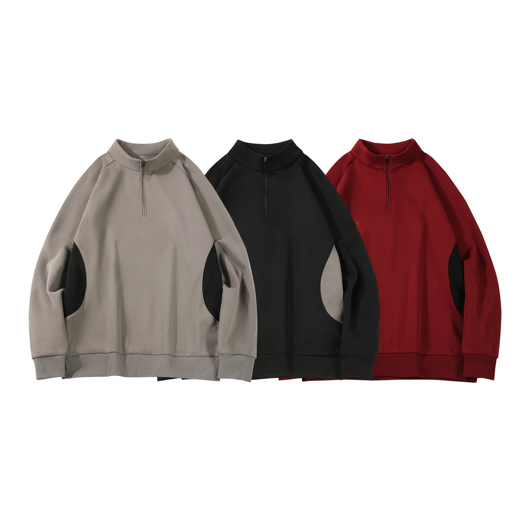 Herren Halbzip‑Sweatshirt mit Stehkragen und kontrastseitigen Einsätzen Mune Fashion