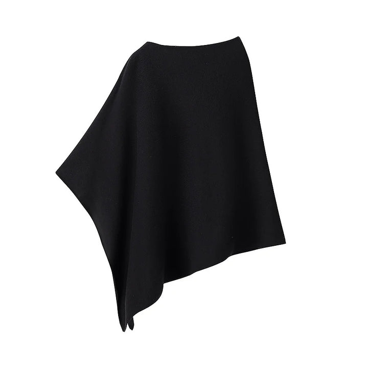 Women's nan asymmetrical knit poncho with a light fall, open side section, and fine structure Mune Fashion