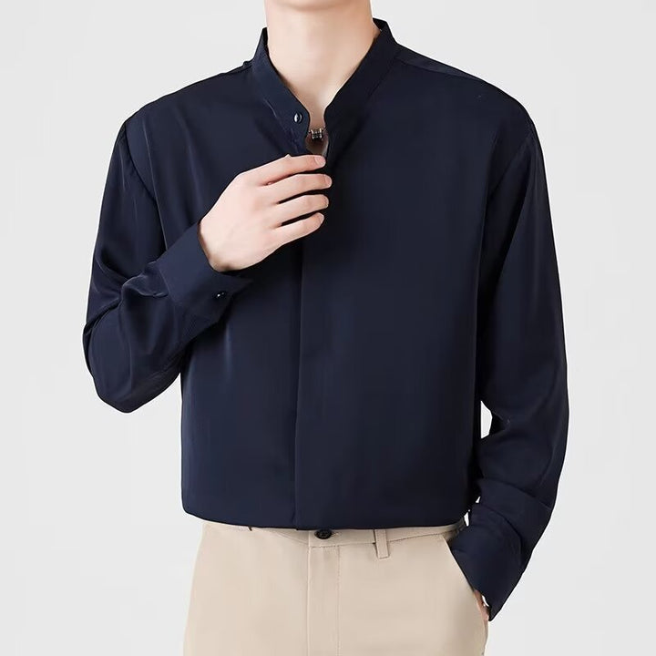 Men's Elegant Stand Collar Shirt Mune Fashion