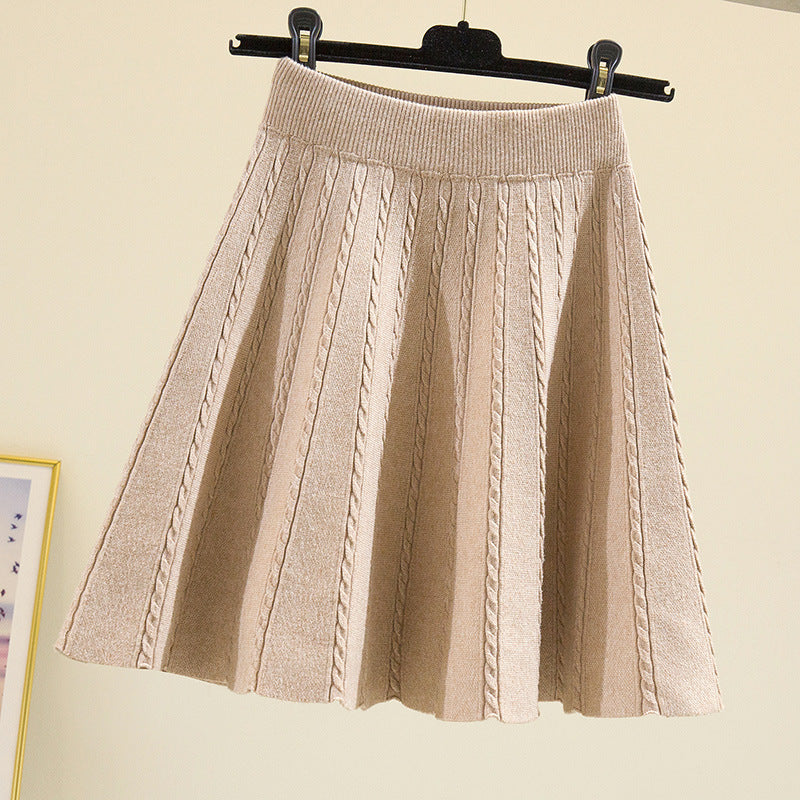 Women's Pleated Knit Skirt with High Waist Mune Fashion