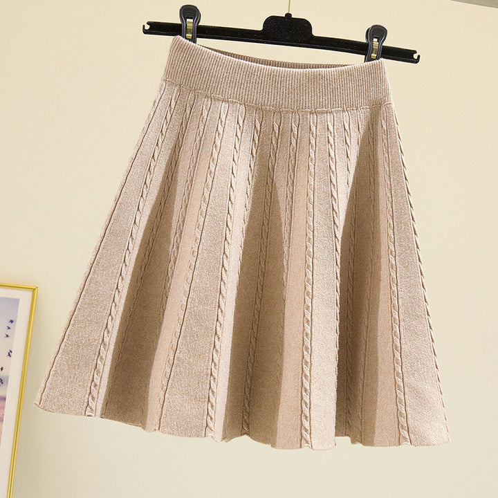 Women's Pleated Knit Skirt with High Waist Mune Fashion