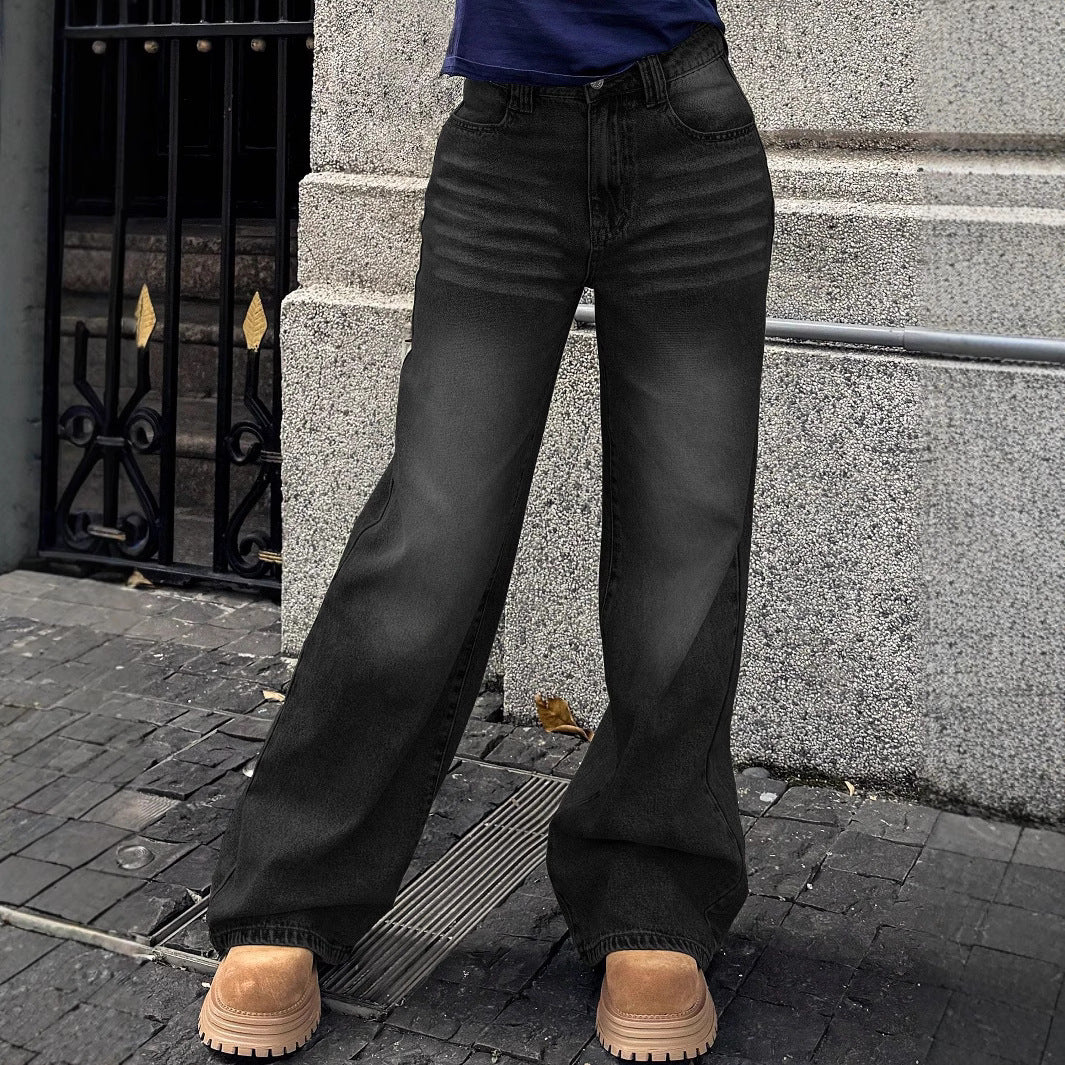 Ladies wide high-waisted denim jeans in baggy style with extra wide leg Mune Fashion